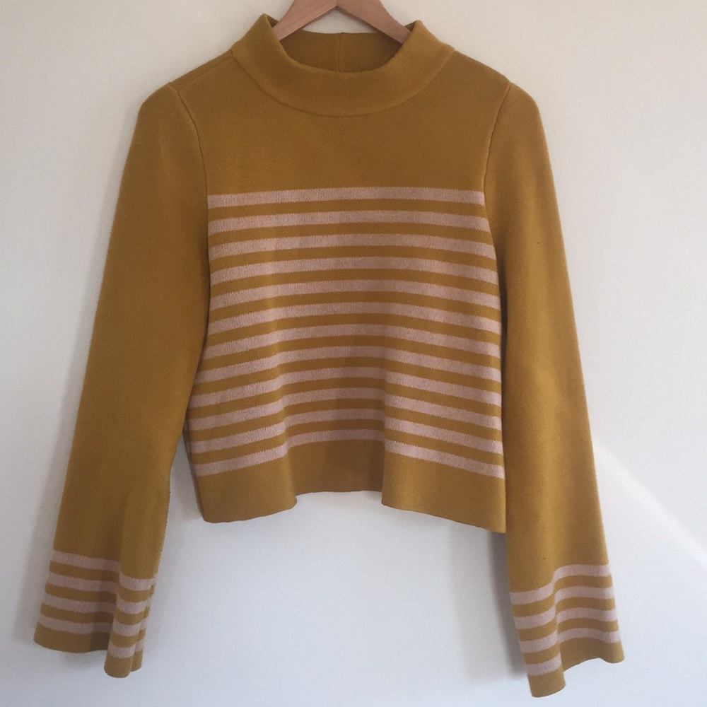 Mock neck bell sleeve sweater